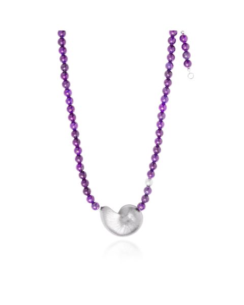 NAUTILUS BEADED NECKLACE -  - Amos Pewter