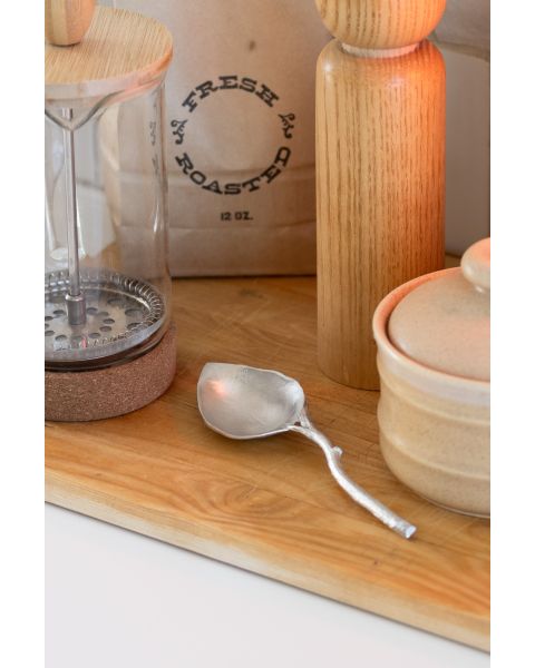WALNUT LEAF COFFEE SCOOP -  - Amos Pewter