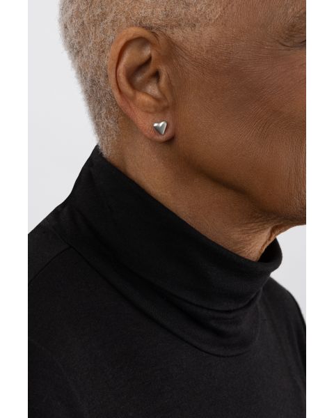 SOLID HEART EARRINGS -  - Amos Pewter