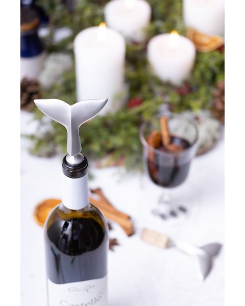 WHALE TAIL WINE STOPPER -  - Amos Pewter
