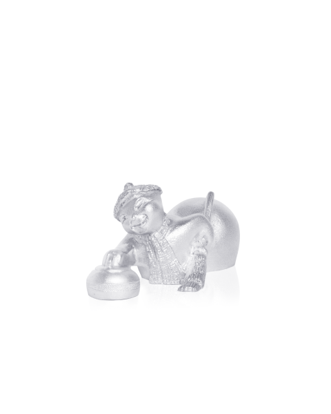 SNOWMAN WITH CURLING STONE -  - Amos Pewter
