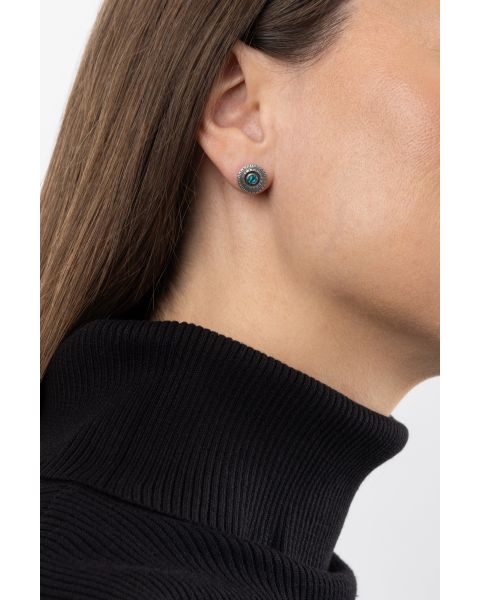 RADIANCE EARRINGS WITH TEAL CRYSTAL -  - Amos Pewter