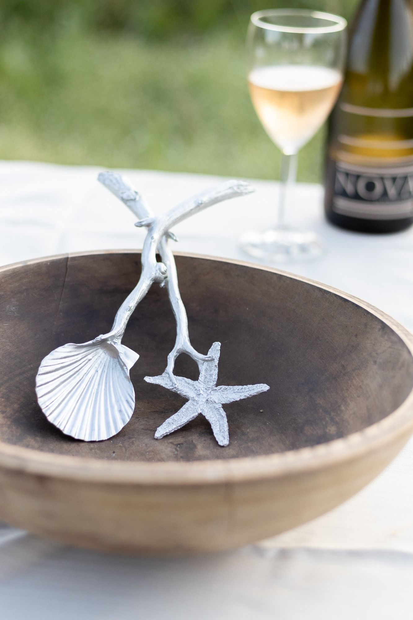 STARFISH & SCALLOP SALAD SERVERS -  - Amos Pewter