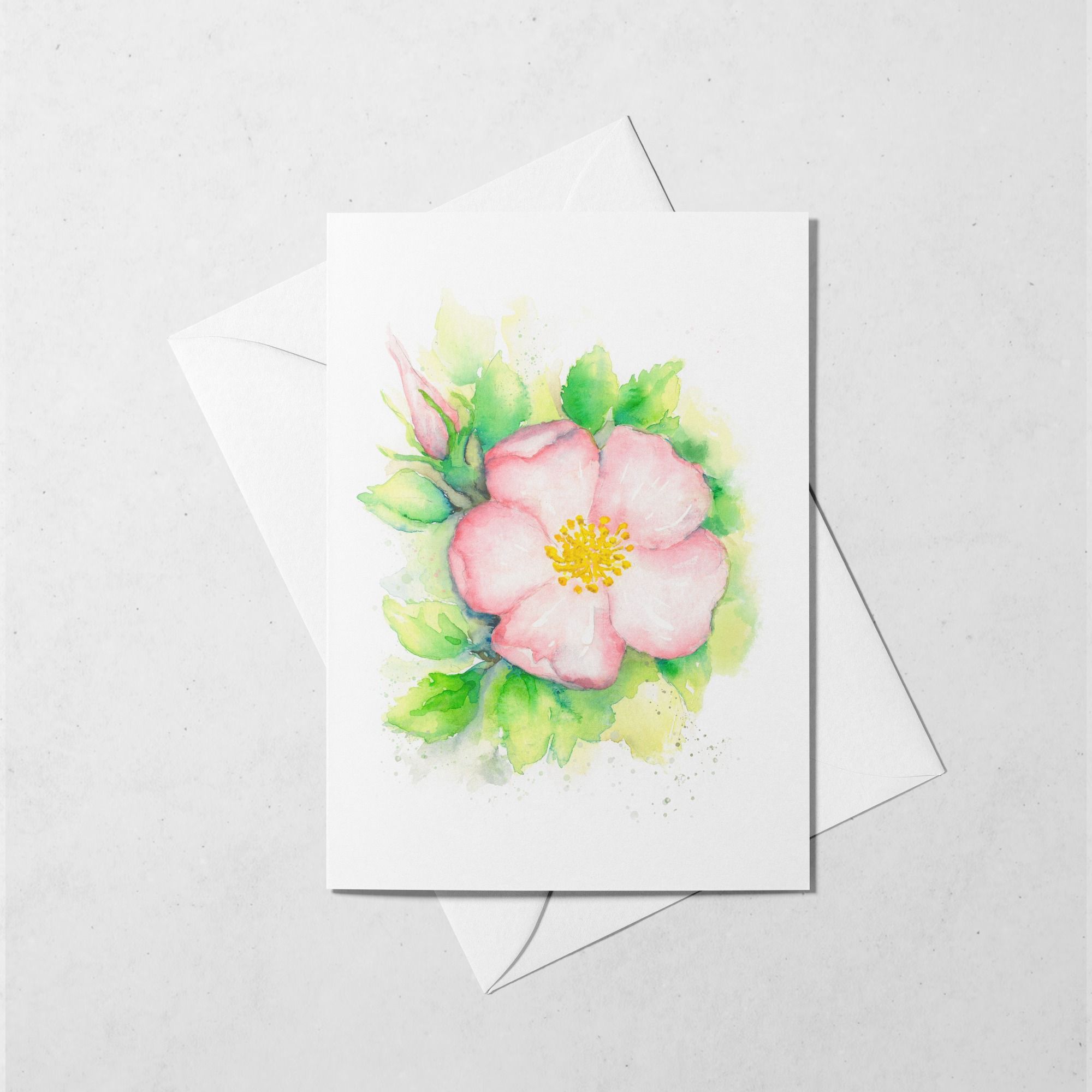 WILD ROSE GREETING CARD -  - Amos Pewter