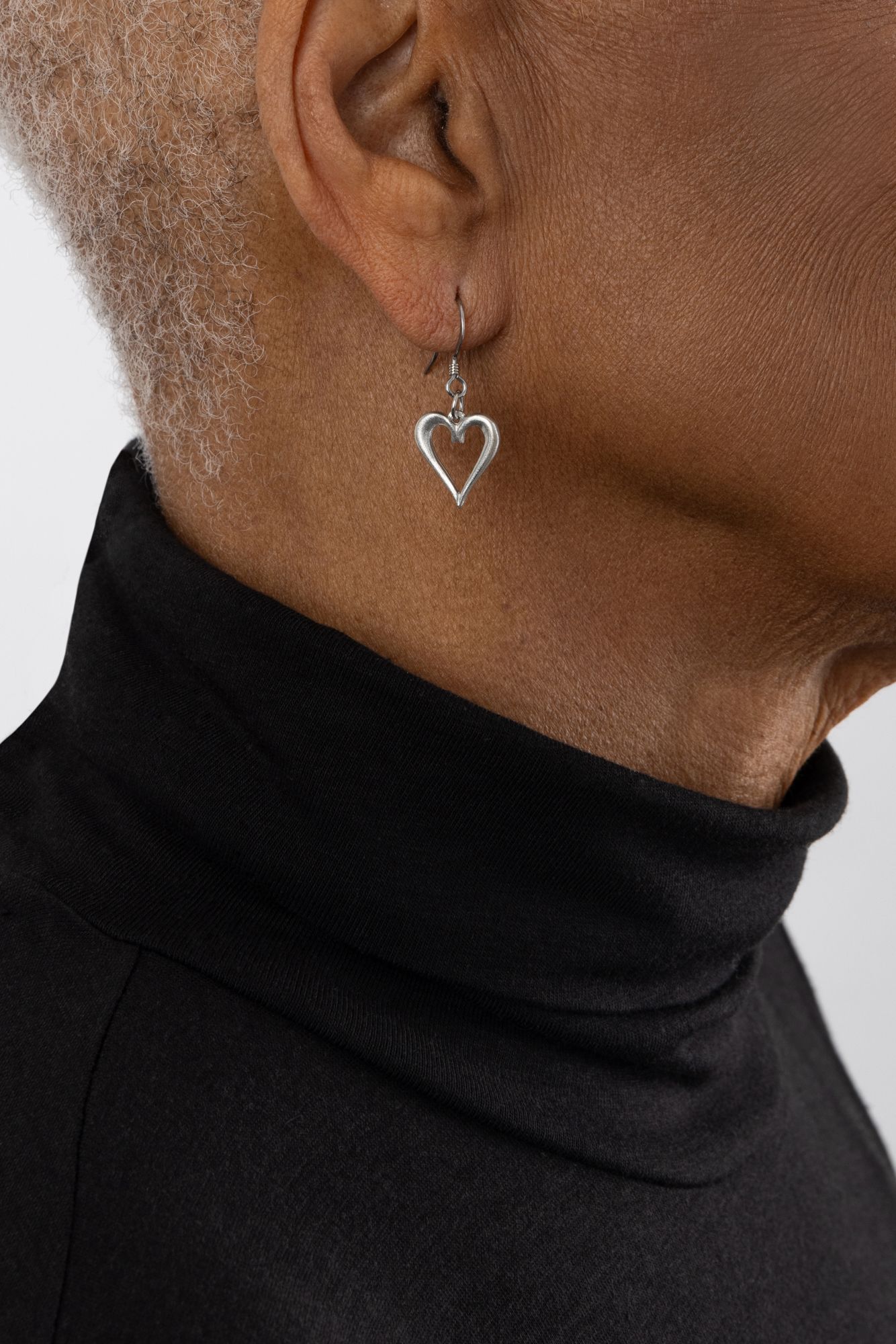 OPEN HEART EARRINGS - - Amos Pewter
