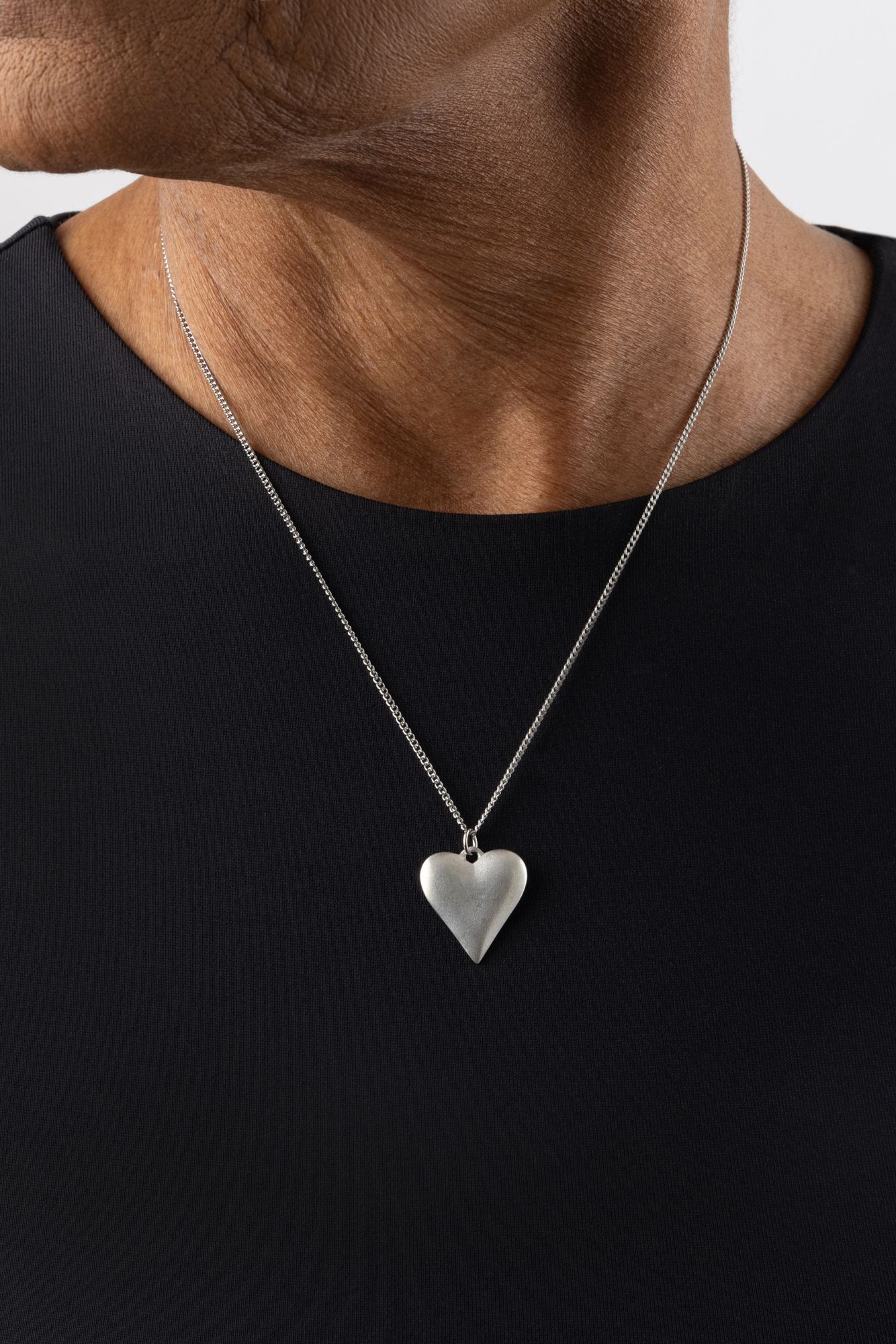SOLID HEART NECKLACE - - Amos Pewter