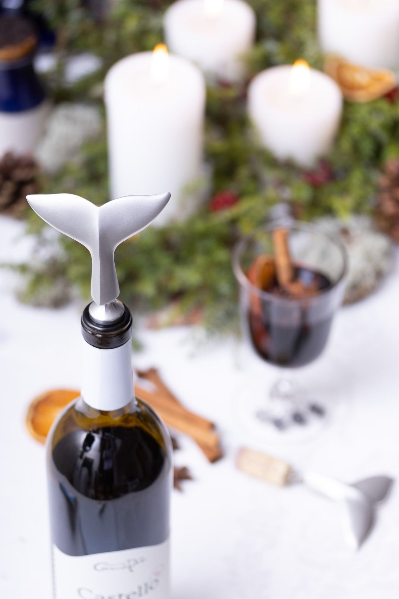 WHALE TAIL WINE STOPPER -  - Amos Pewter