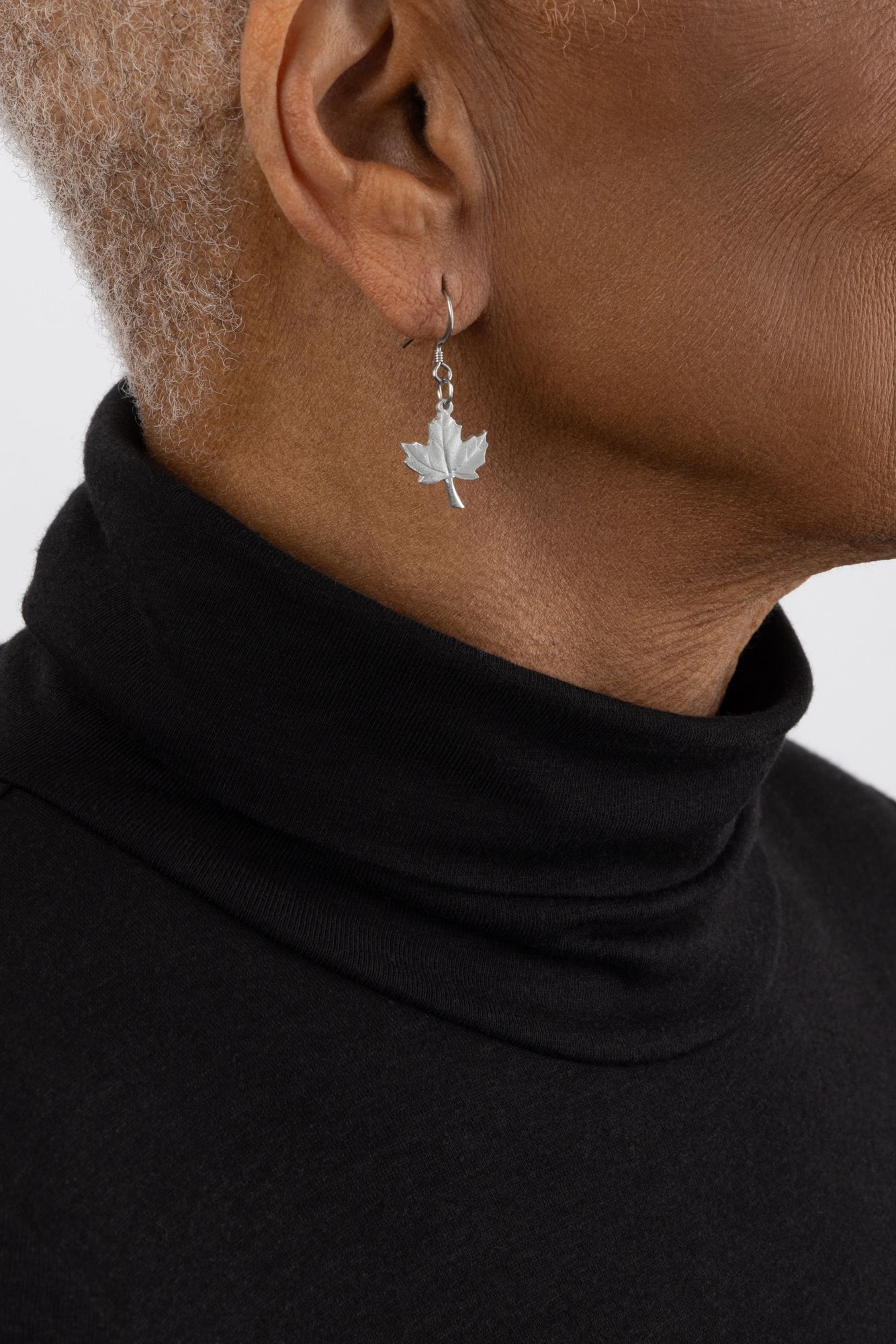 MAPLE LEAF EARRINGS - - Amos Pewter
