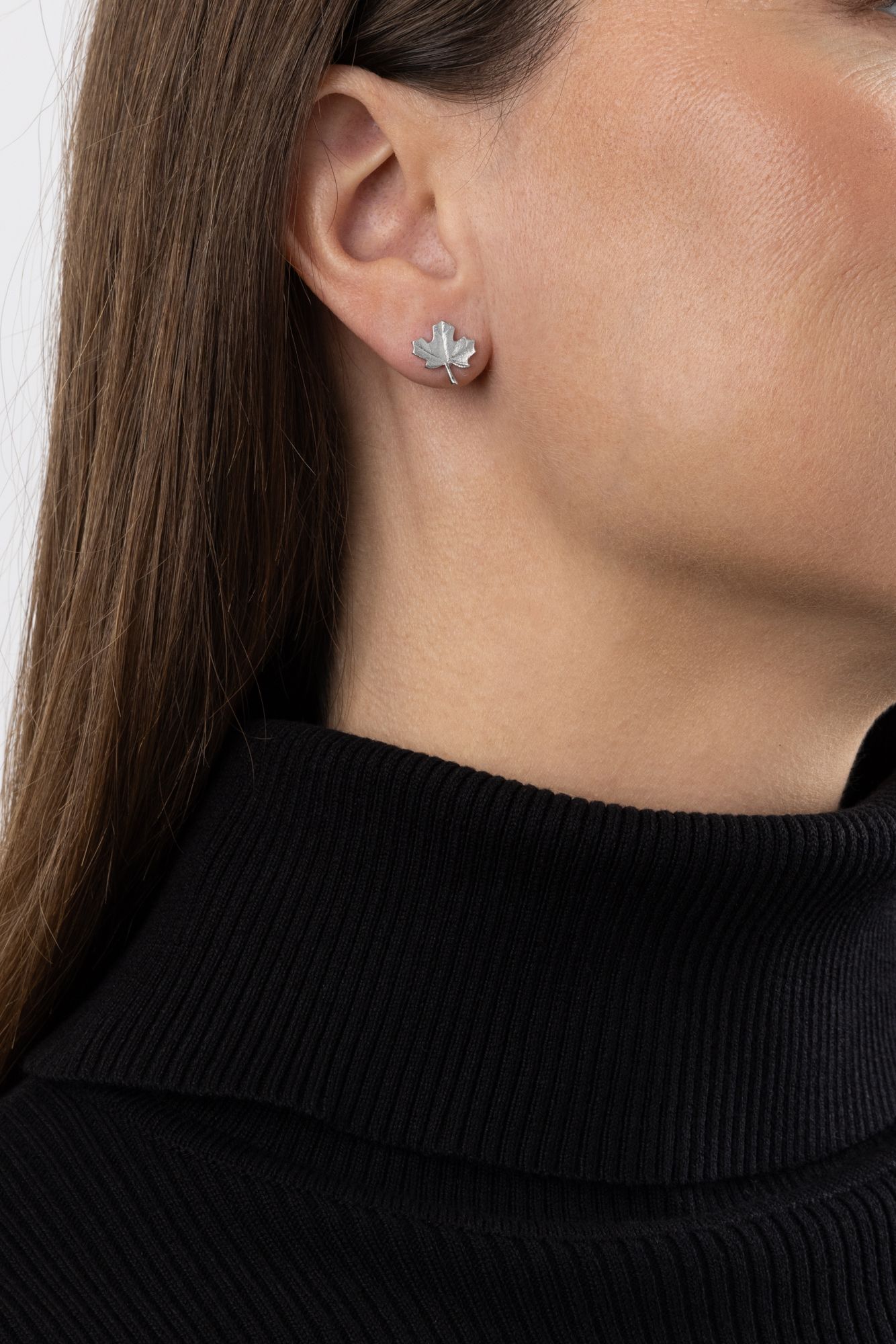 MAPLE LEAF EARRINGS - - Amos Pewter