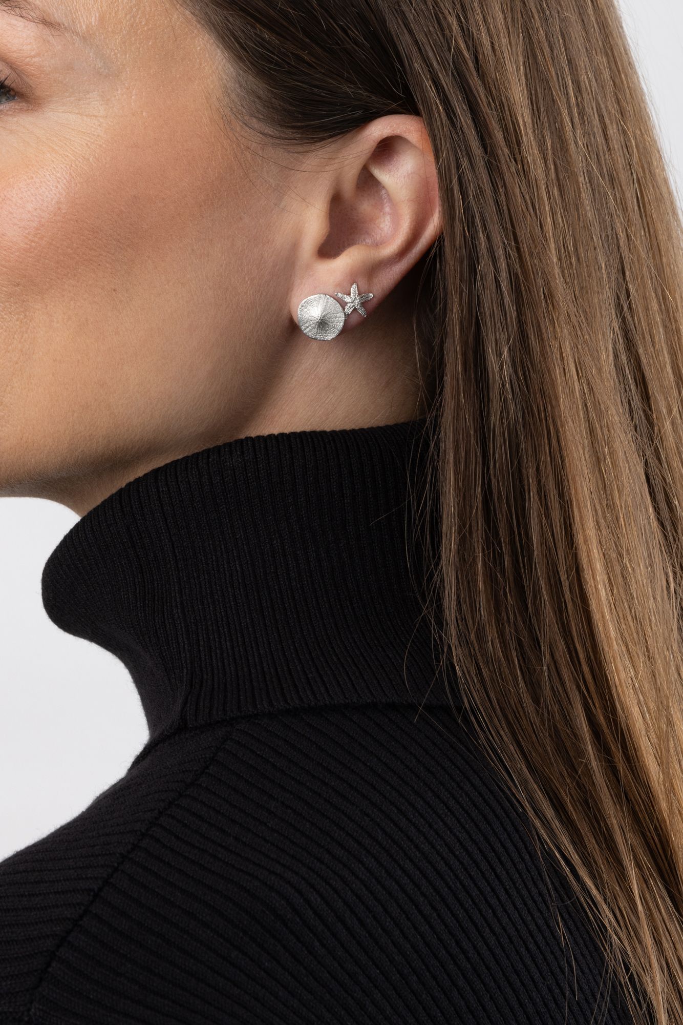 SAND DOLLAR & STARFISH EARRINGS -  - Amos Pewter