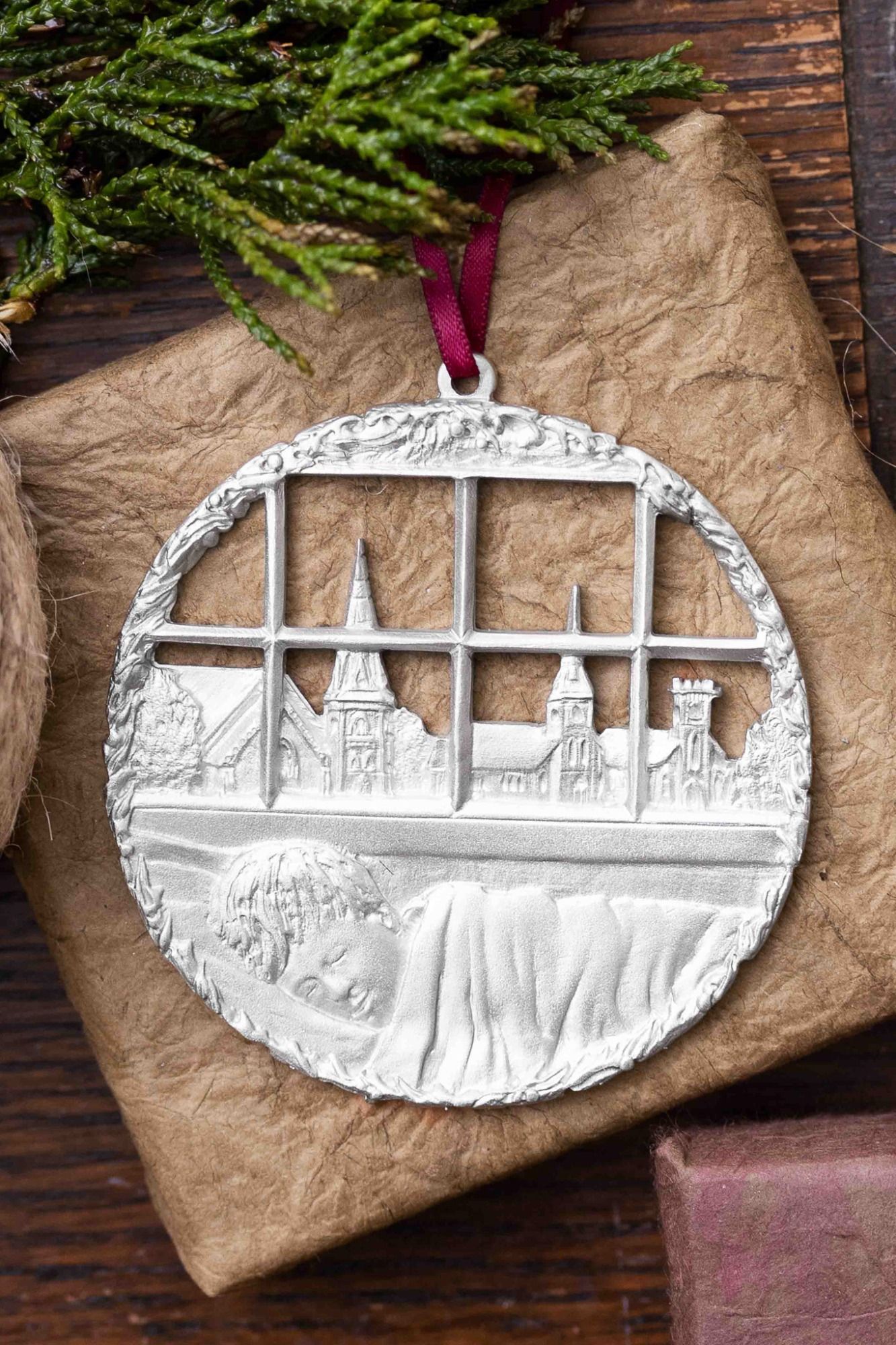 SILENT NIGHT ORNAMENT - - Amos Pewter