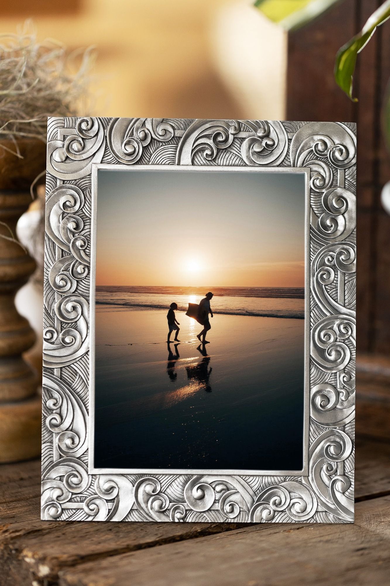 WAVE PICTURE FRAME, 5 x 7 -  - Amos Pewter