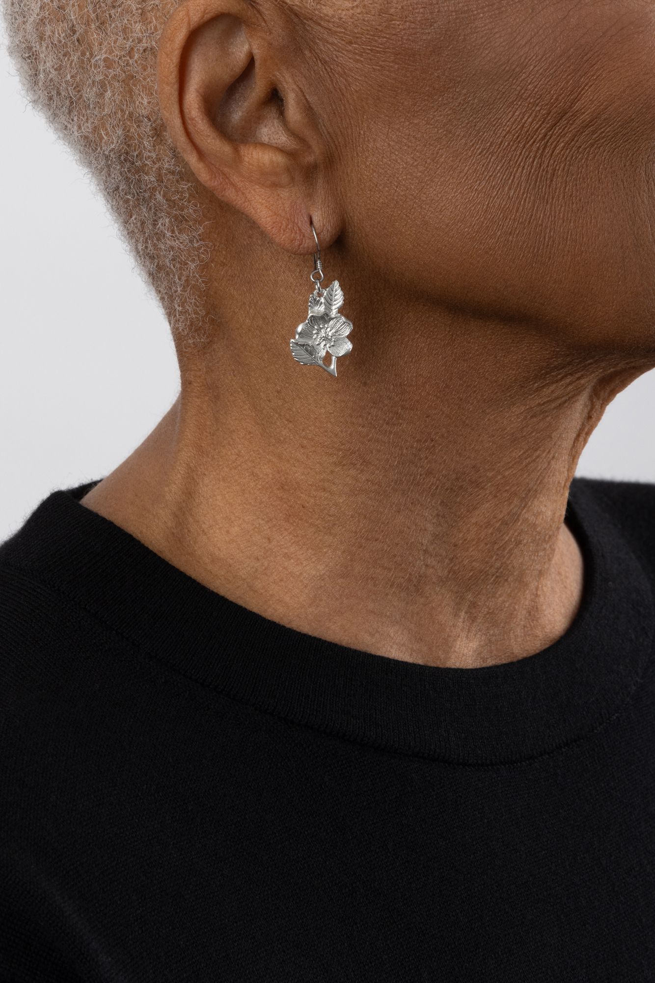 WILD ROSE EARRINGS -  - Amos Pewter