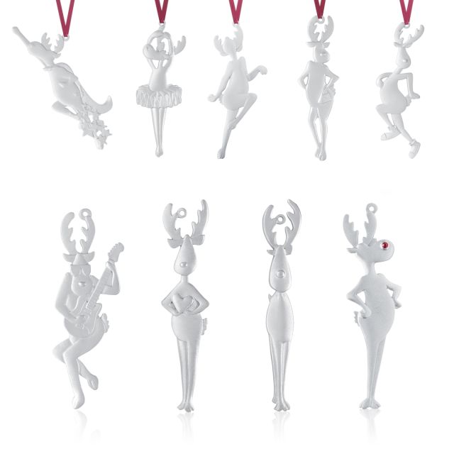 SET OF REINDEER ORNAMENTS -  - Amos Pewter