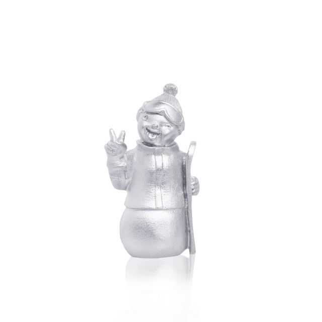 SNOWMAN WITH SNOWBOARD -  - Amos Pewter