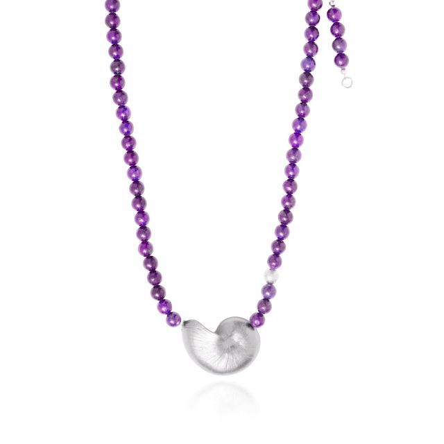NAUTILUS BEADED NECKLACE -  - Amos Pewter