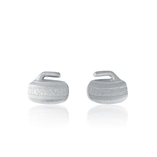 CURLING STONE EARRINGS -  - Amos Pewter
