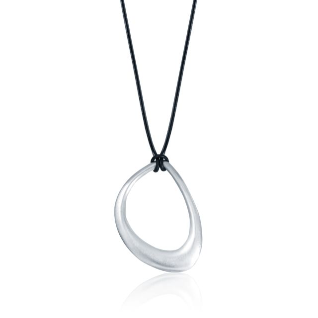 RAINDROP NECKLACE ON LEATHER -  - Amos Pewter