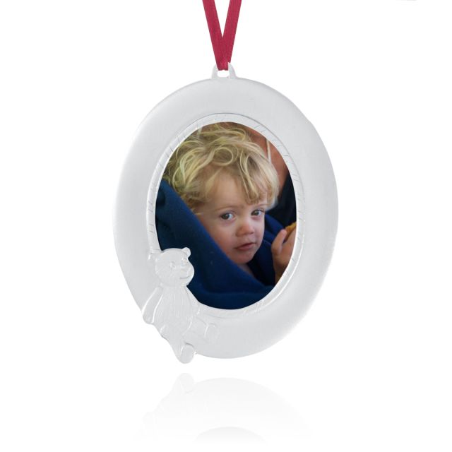 TEDDY BEAR PHOTO ORNAMENT -  - Amos Pewter