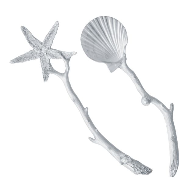 STARFISH & SCALLOP SALAD SERVERS -  - Amos Pewter