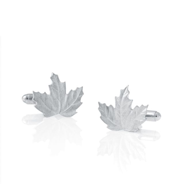 MAPLE LEAF CUFF LINKS -  - Amos Pewter