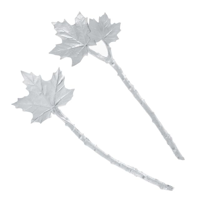 MAPLE LEAF SALAD SERVERS -  - Amos Pewter