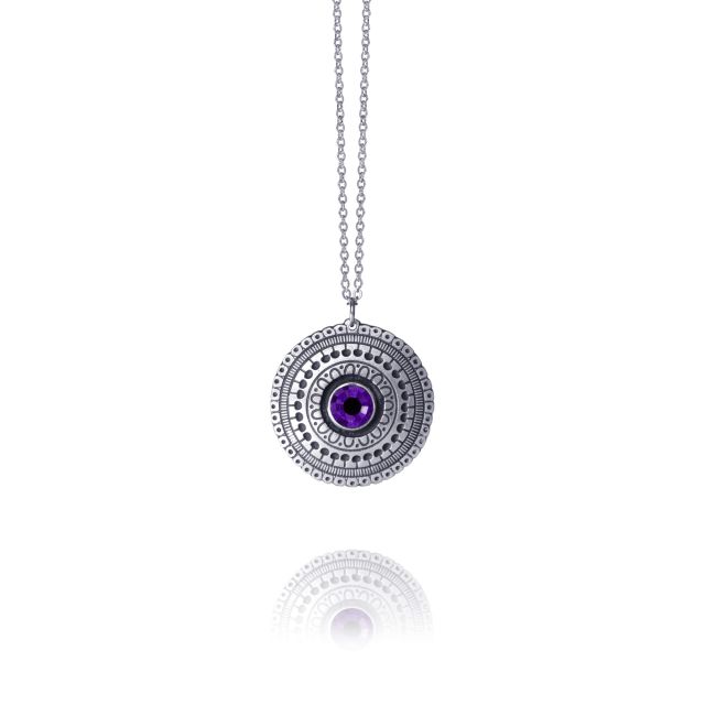 RADIANCE NECKLACE WITH AMETHYST CRYSTAL -  - Amos Pewter