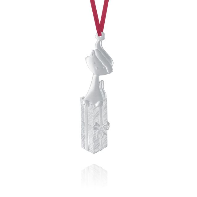 CAT IN A BOX ORNAMENT -  - Amos Pewter