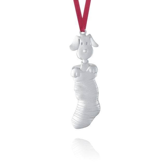DOG IN A SOCK ORNAMENT -  - Amos Pewter