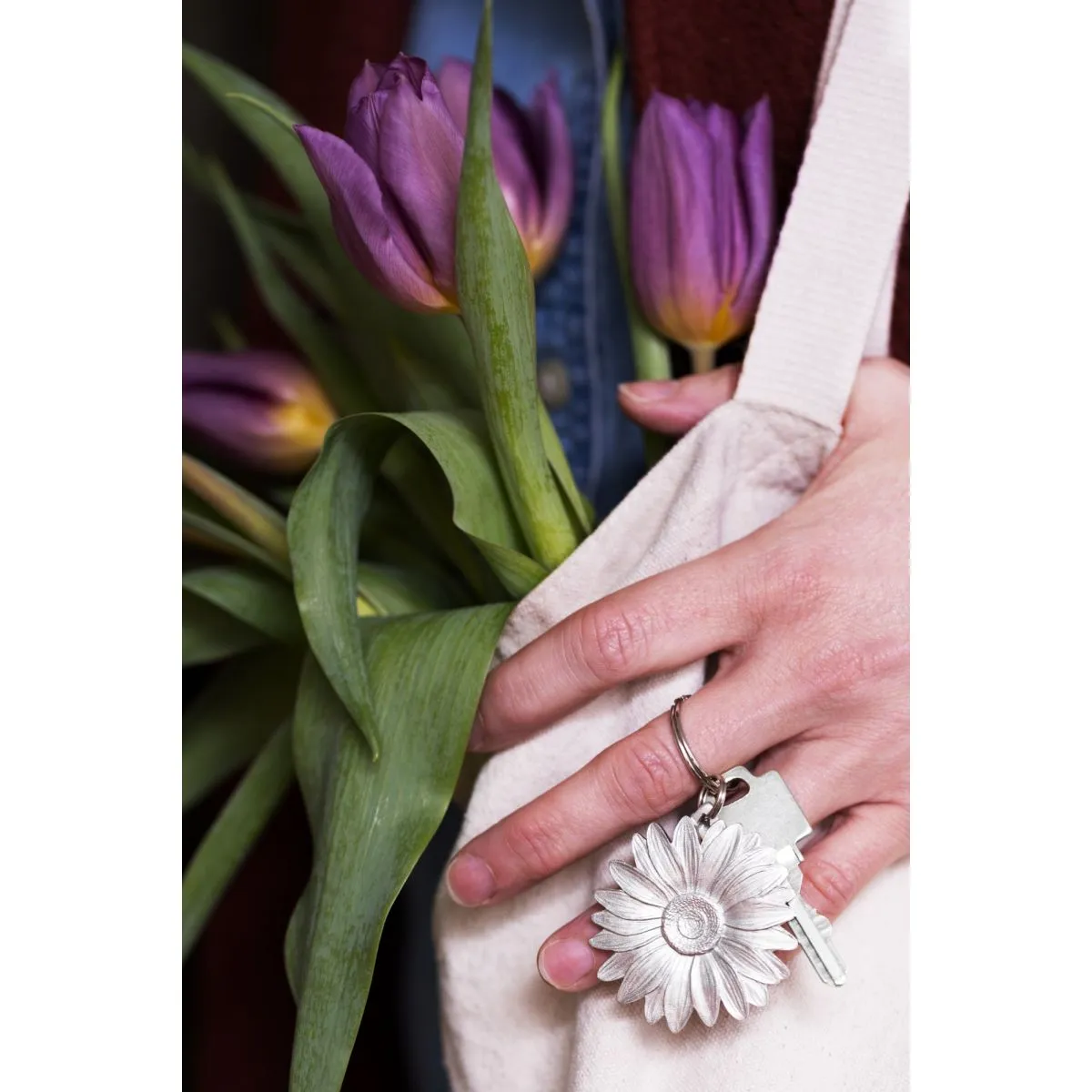 Daisy Key Ring | Pewter Key Ring | Amos Pewter