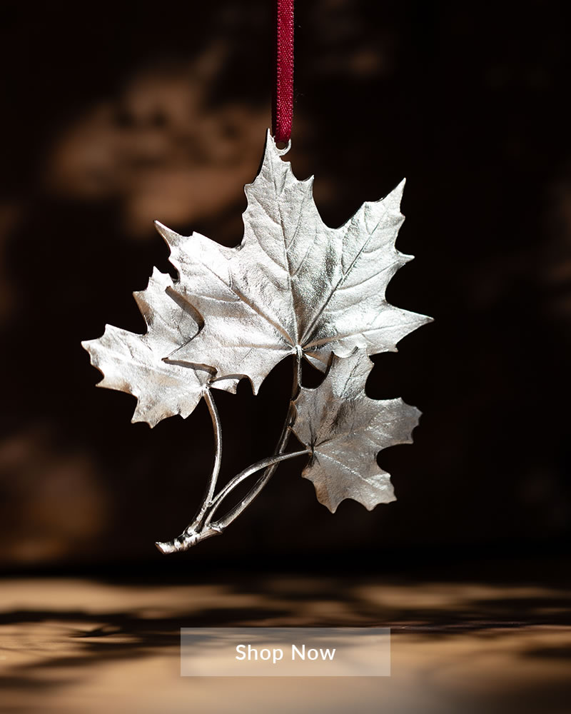 Pewter Maple Leaf Collector Ornament